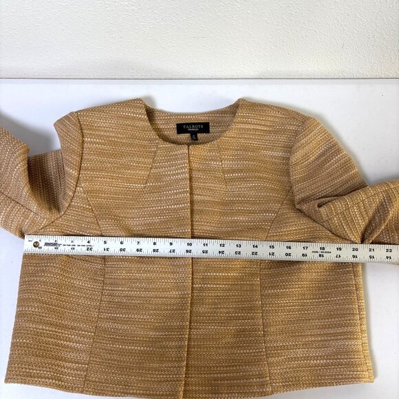 Talbots Blazer Size 12 Gold Metallic Back Pleats Short Jacket Career Party - Picture 8 of 11
